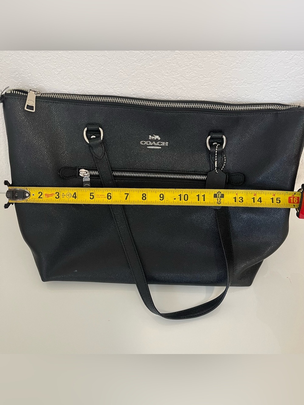 Coach Black Leather Tote Bag with Silver Hardware - Picture 15 of 16